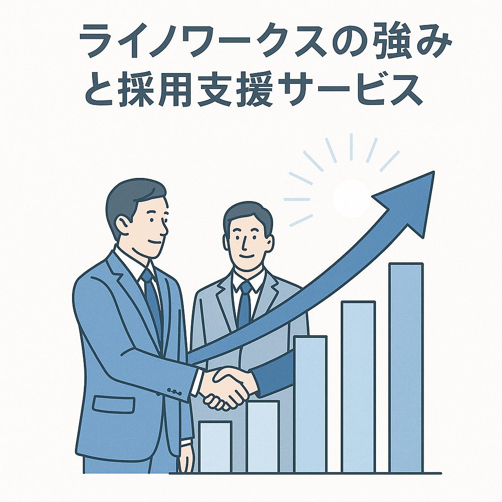 ライノワークスの採用支援サービスの強みと成長を象徴する上昇グラフイメージ