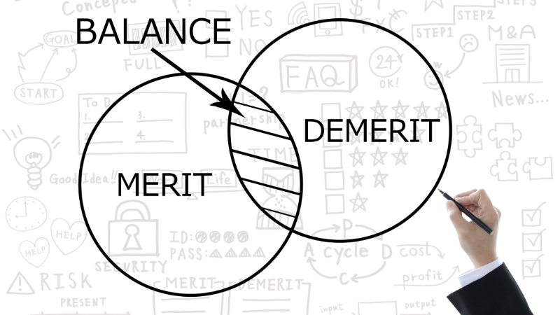 メリットとデメリットのバランスを表した図式