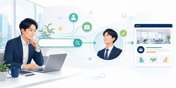 採用リスティング広告で求職者と企業をつなぐイメージ