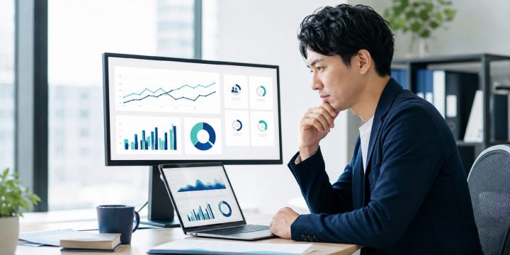 採用担当者が人材市場データを確認している様子
